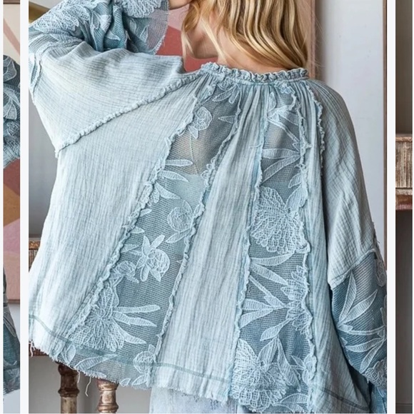 Oli & Hali Sabine Embroiderd Lace Button Front Blouse - Picture 3 of 13